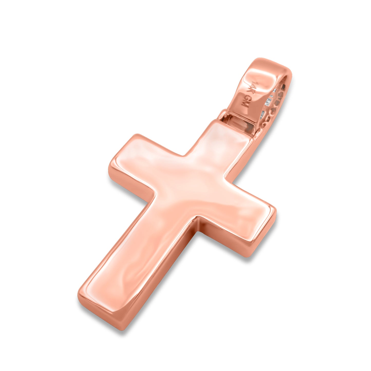 14K Rose Gold Baguette Cross Diamond Pendant 1.30 CTW