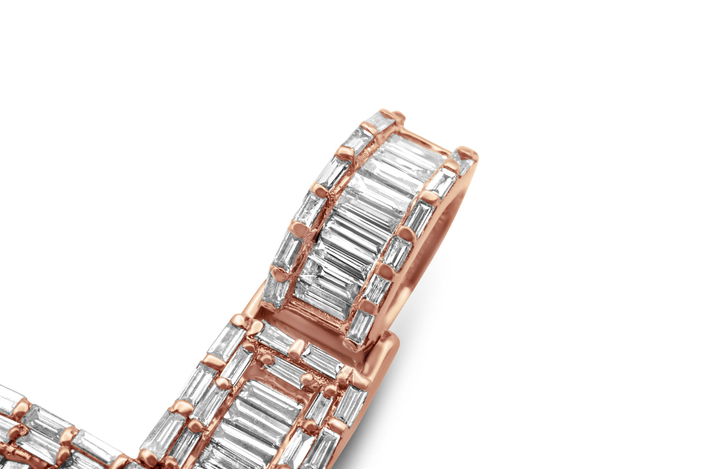 14K Rose Gold Baguette Cross Diamond Pendant 1.30 CTW