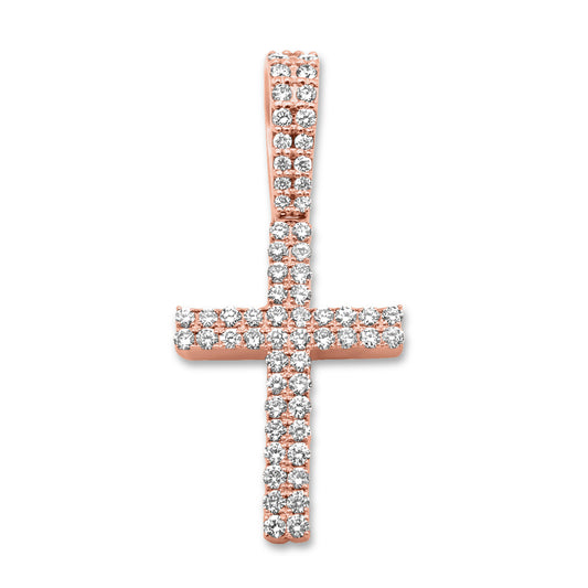 14K Rose Gold Diamond Cross Pendant .58 CTW