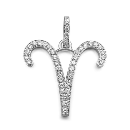 14k White Gold Diamond Aries Zodiac Pendant 0.68 ctw