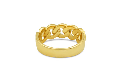 14K Yellow Gold Diamond Cuban Link Ring 0.49CTW