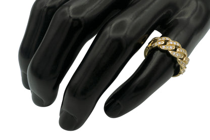 14K Yellow Gold Diamond Cuban Link Ring 0.49CTW