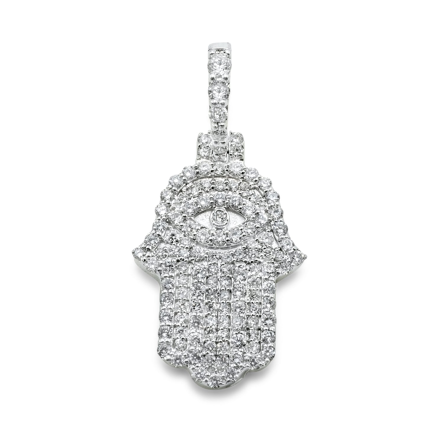 14k Solid Gold Diamond Hamsa Pendant 0.81 ctw