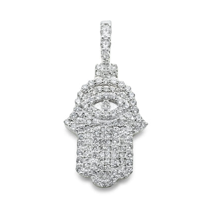 14k Solid Gold Diamond Hamsa Pendant 0.81 ctw
