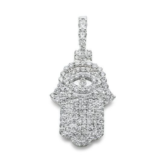 14k Solid Gold Diamond Hamsa Pendant 0.81 ctw