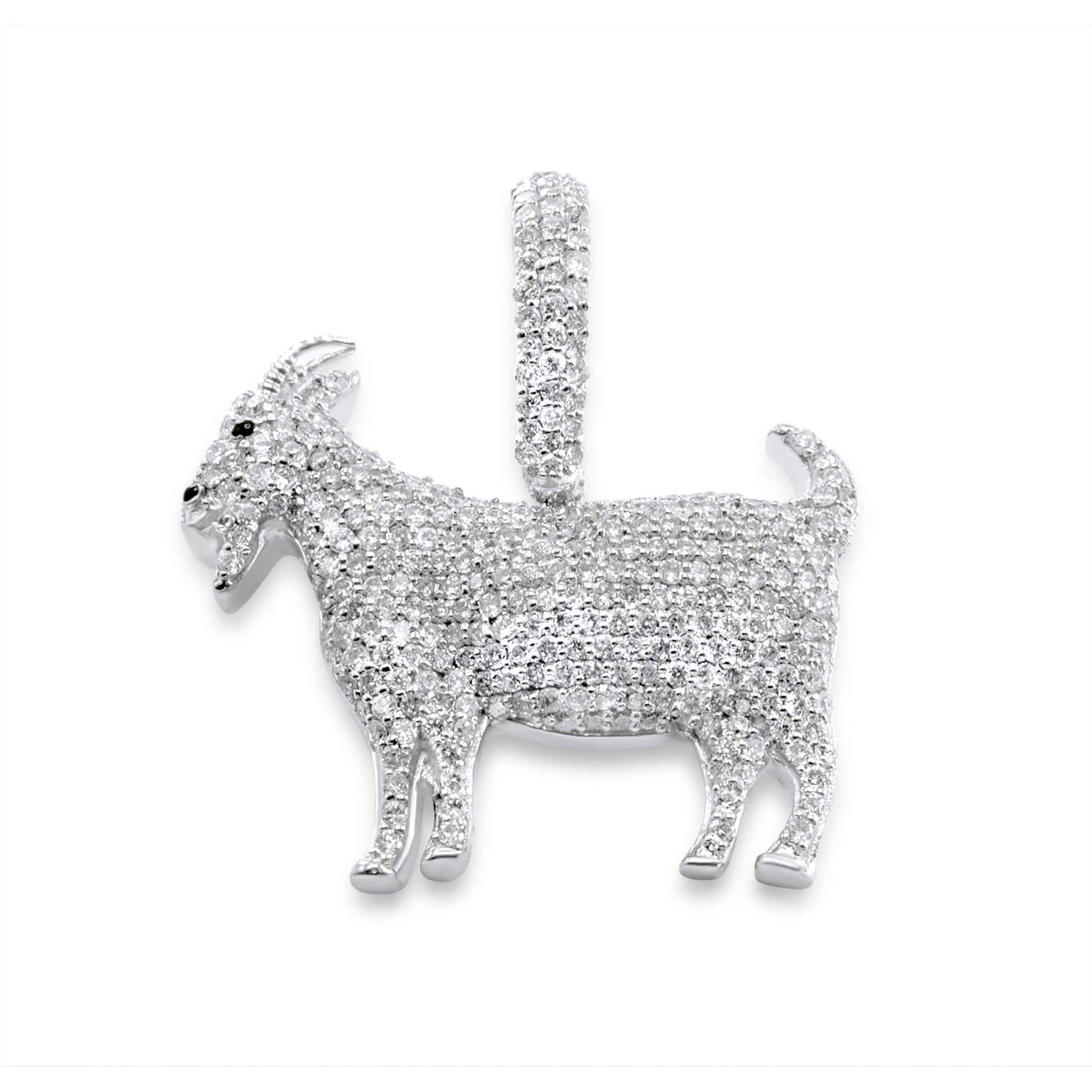 14K White Gold Goat Diamond Pendant 0.80ctw