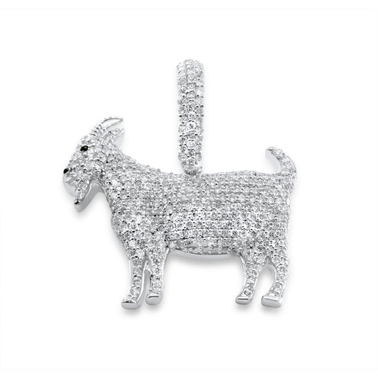 14K White Gold Goat Diamond Pendant 0.80ctw