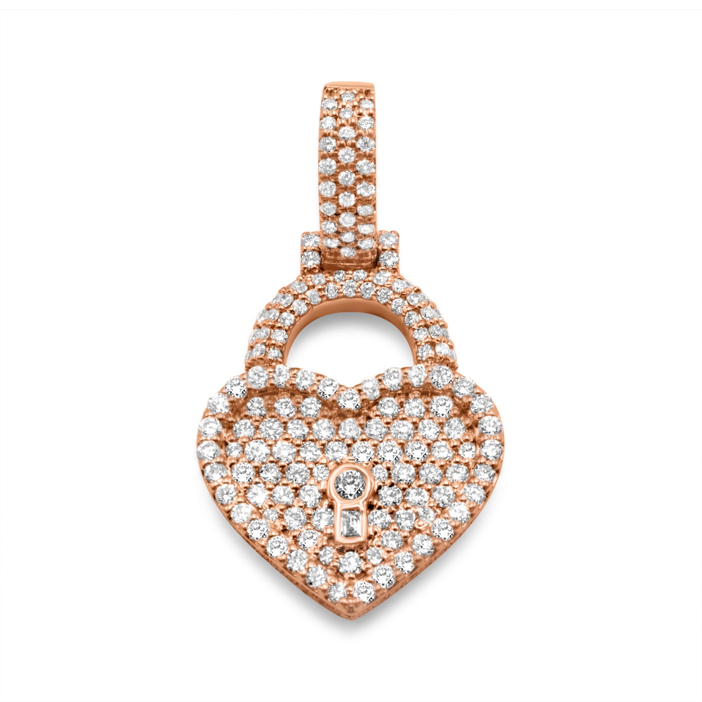 14K Gold Diamond Heart Lock Pendant 1.03 ctw