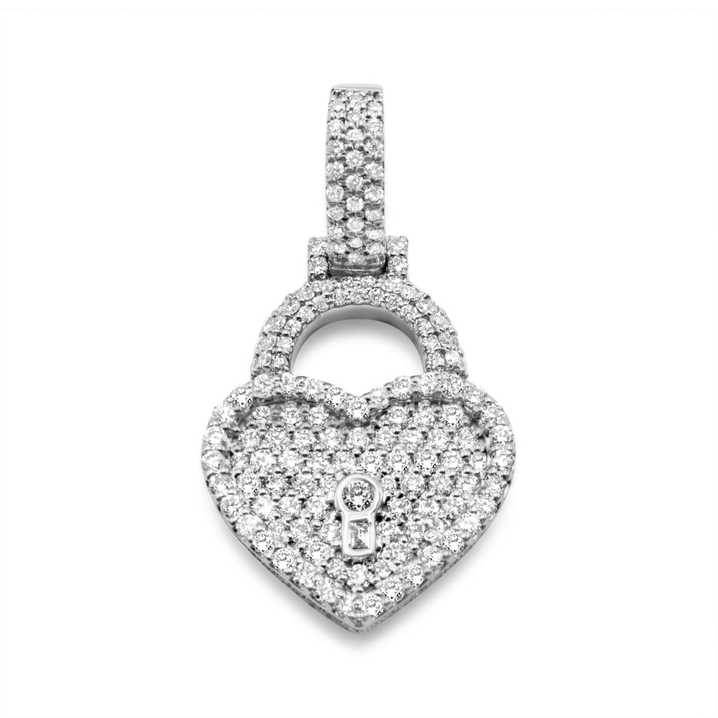 14K Gold Diamond Heart Lock Pendant 1.03 ctw