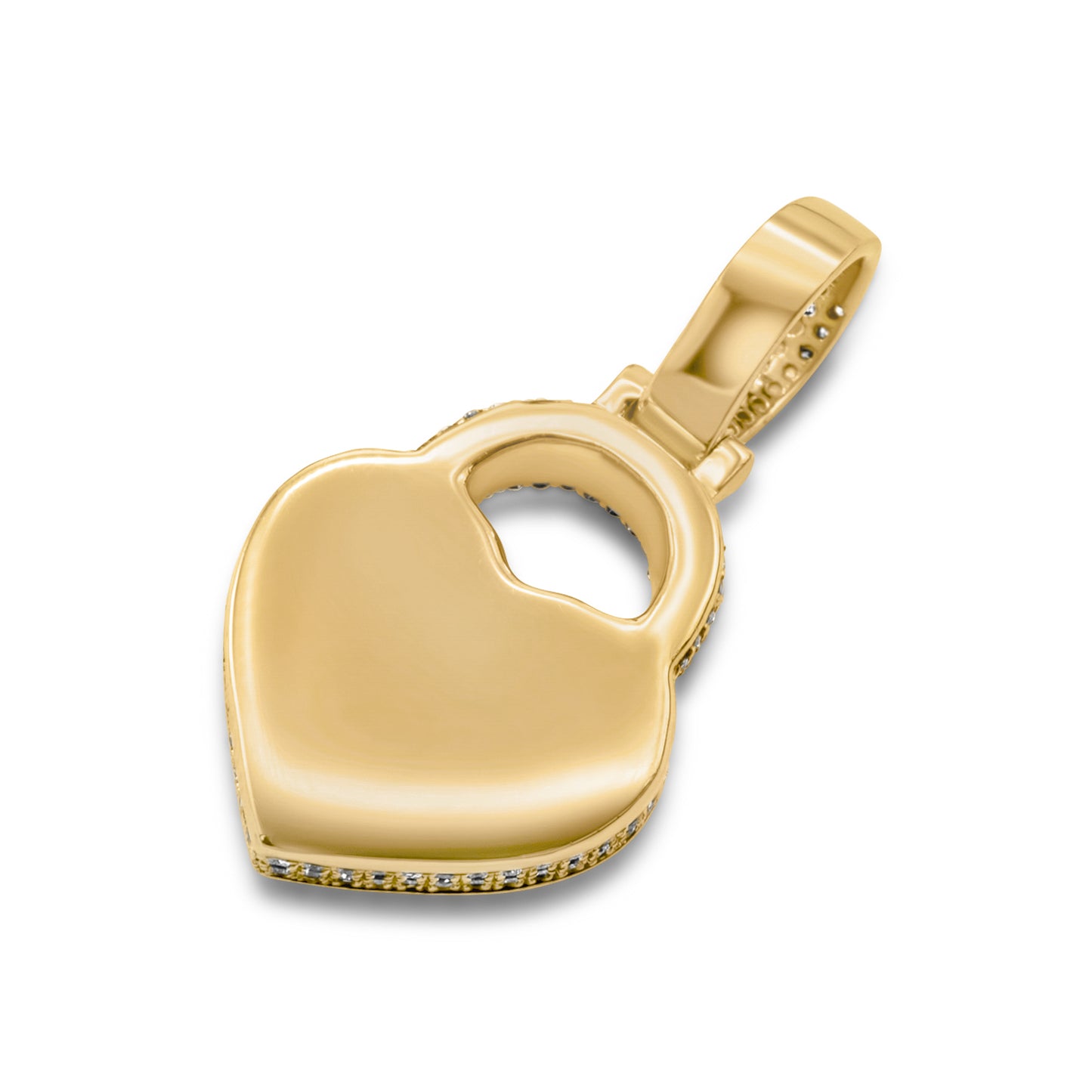 14K Gold Diamond Heart Lock Pendant 1.03 ctw