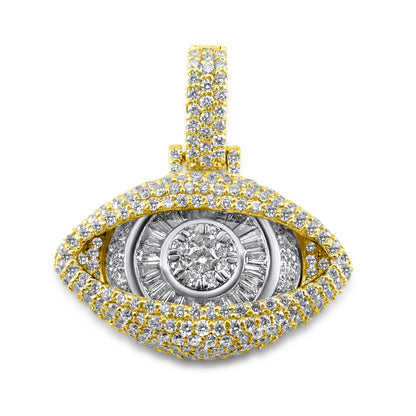 14K Rose and White Gold Baguette Eye Pendant 1.39 ctw
