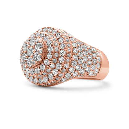 14k Solid Gold Round Signet Diamond Ring 3.31 ctw