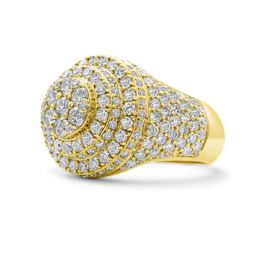14k Solid Gold Round Signet Diamond Ring 3.31 ctw