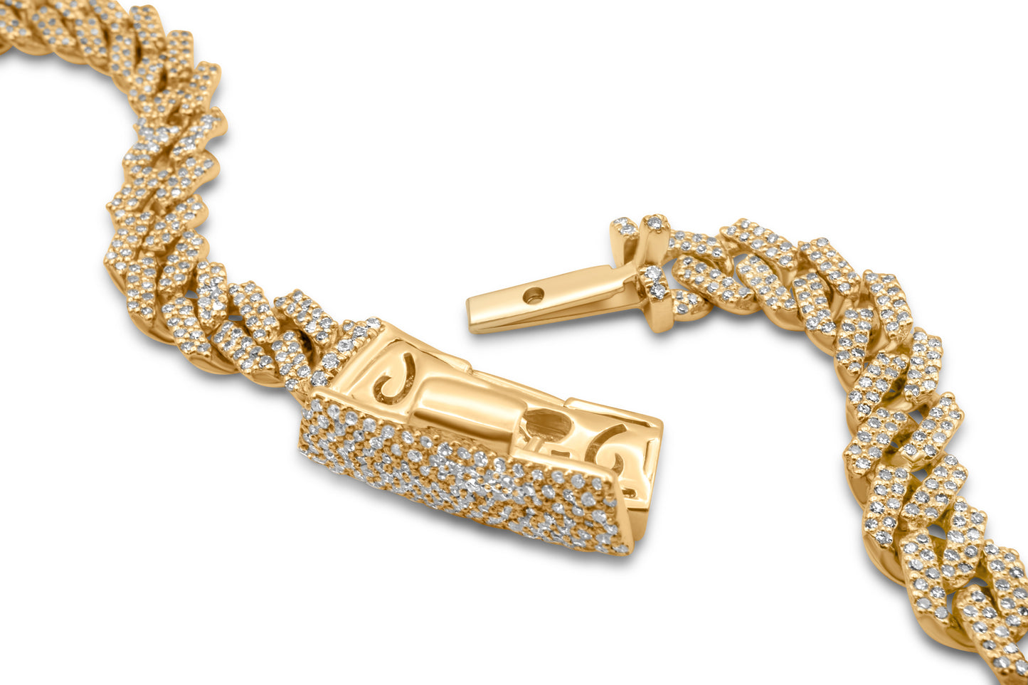 10K Yellow Gold Diamond Cuban Chain 7.00mm 5.31 ctw
