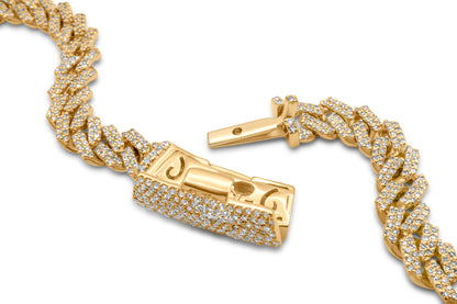 10K Yellow Gold Diamond Cuban Chain 7.00mm 5.31 ctw