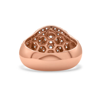 14k Solid Gold Round Signet Diamond Ring 3.31 ctw