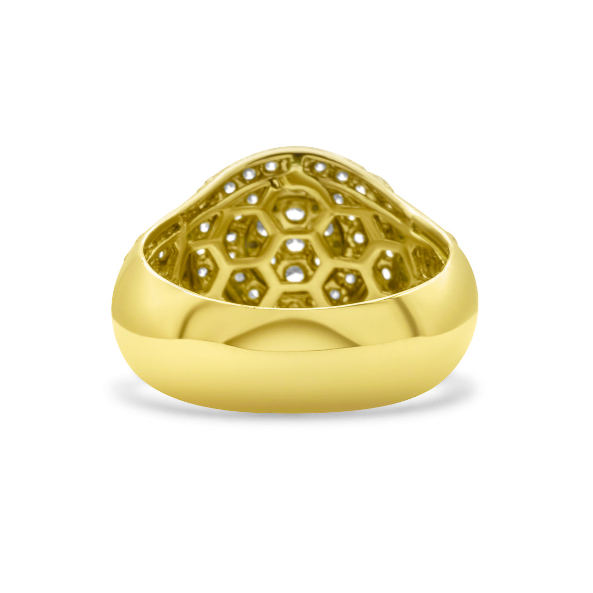 14k Solid Gold Round Signet Diamond Ring 3.31 ctw