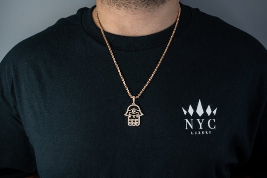 10K Rose Gold Hamsa Diamond Pendant 1.41CTW