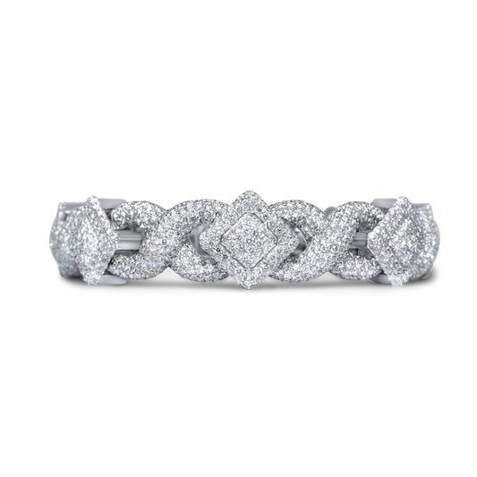 10k White Gold Square Infinity Link Diamond Bracelet 19.22 ctw