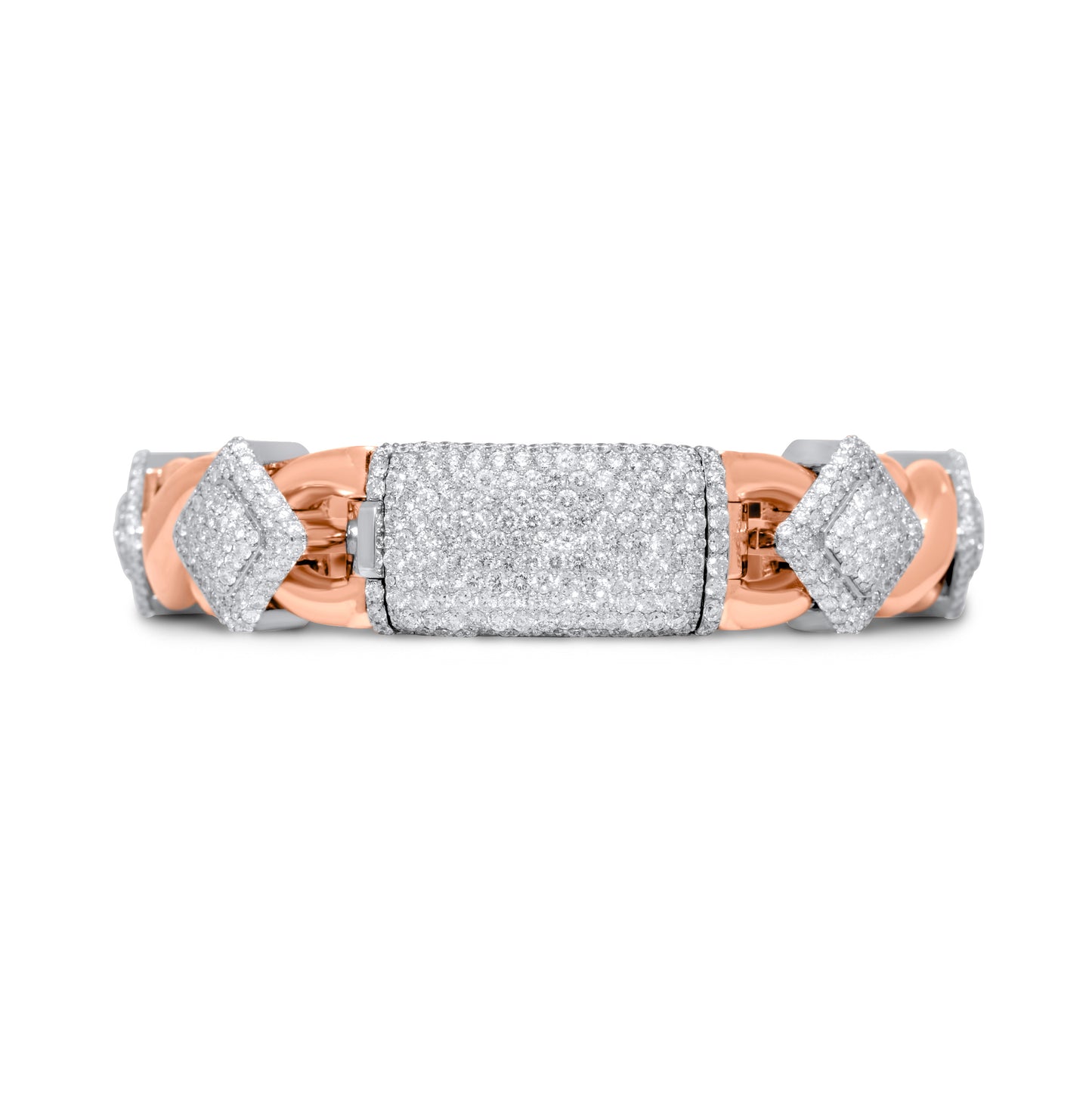 10k Solid Gold Square Infinity Link Diamond Bracelet 8.19ctw