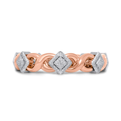 10k Rose & White Gold Square Infinity Link Diamond Bracelet 8.91 ctw