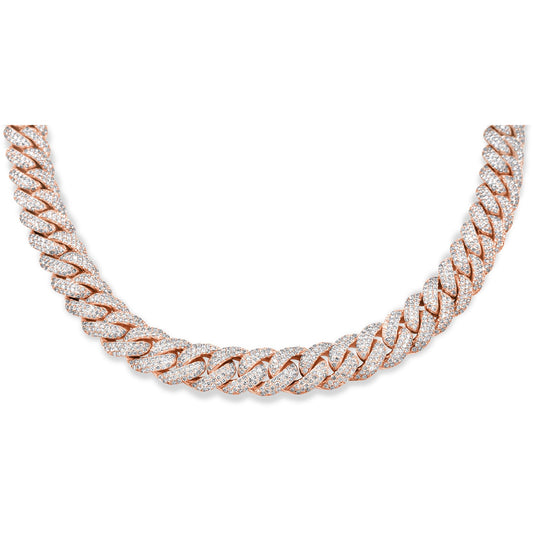 14k Rose Gold Diamond Cuban Chain 32.00ctw