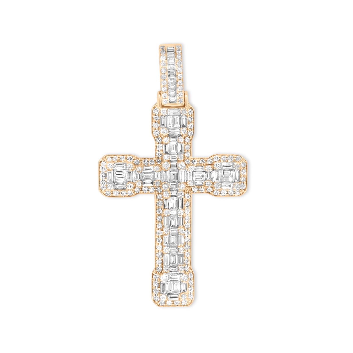 14k Baguette Diamond Cross 4.80ctw