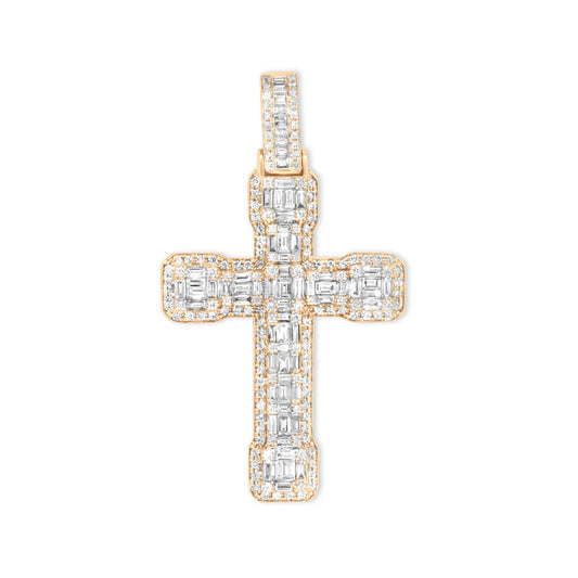 14k Baguette Diamond Cross 4.80ctw