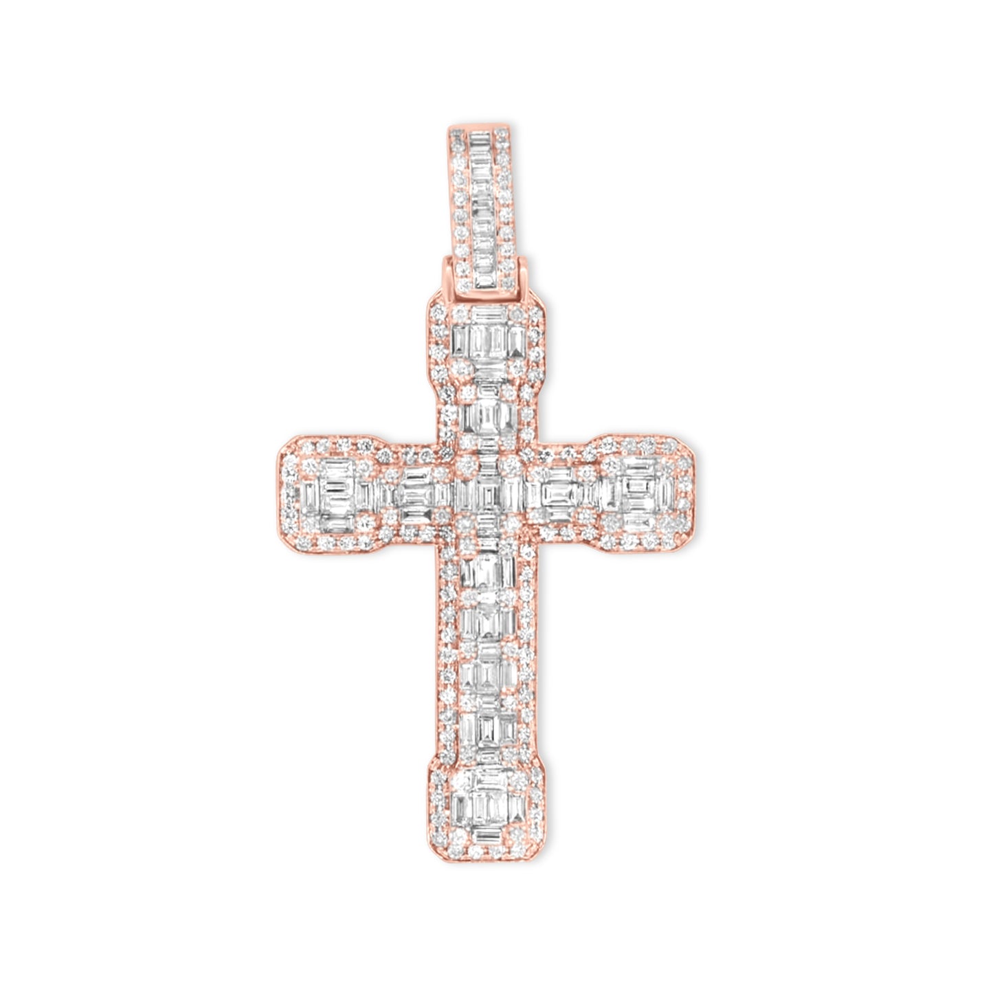 14k Baguette Diamond Cross 4.80ctw