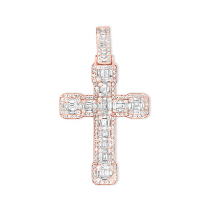 14k Baguette Diamond Cross 4.80ctw