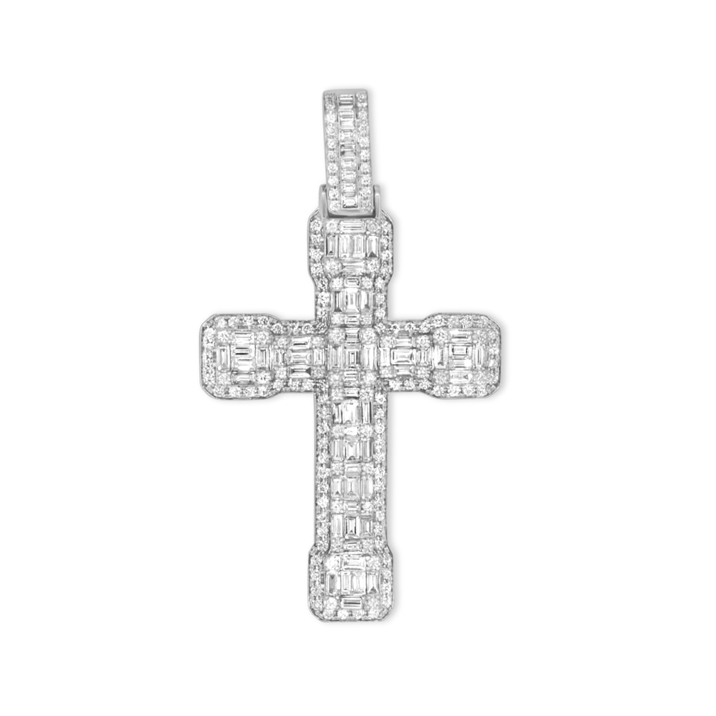 14k Baguette Diamond Cross 4.80ctw
