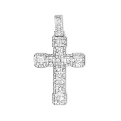 14k Baguette Diamond Cross 4.80ctw