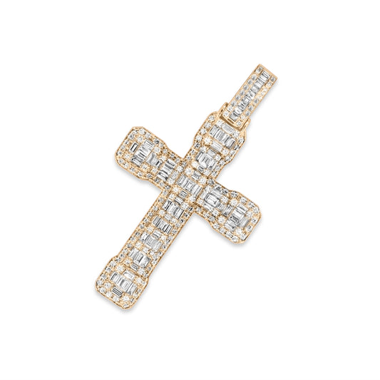 14k Baguette Diamond Cross 4.80ctw