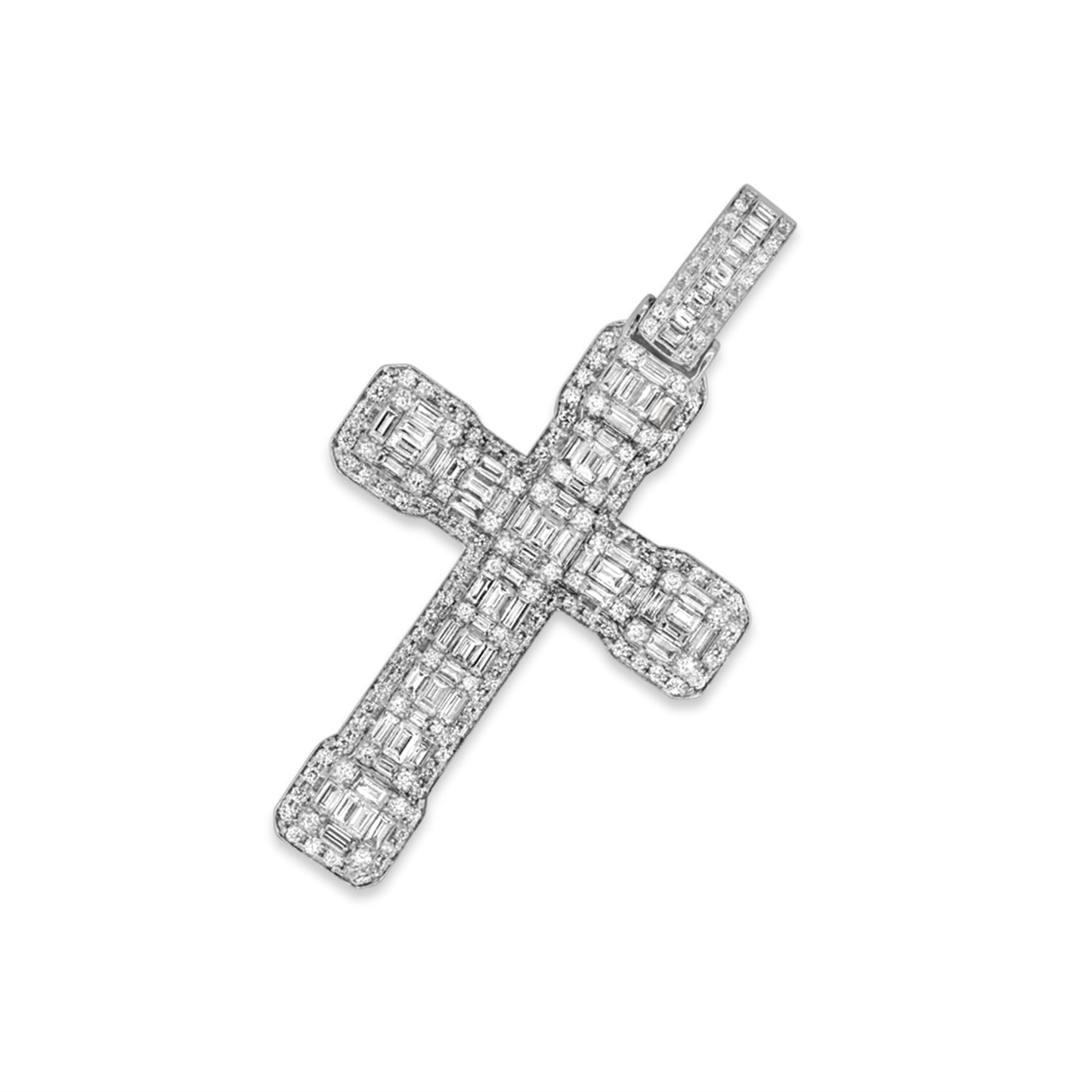 14k Baguette Diamond Cross 4.80ctw