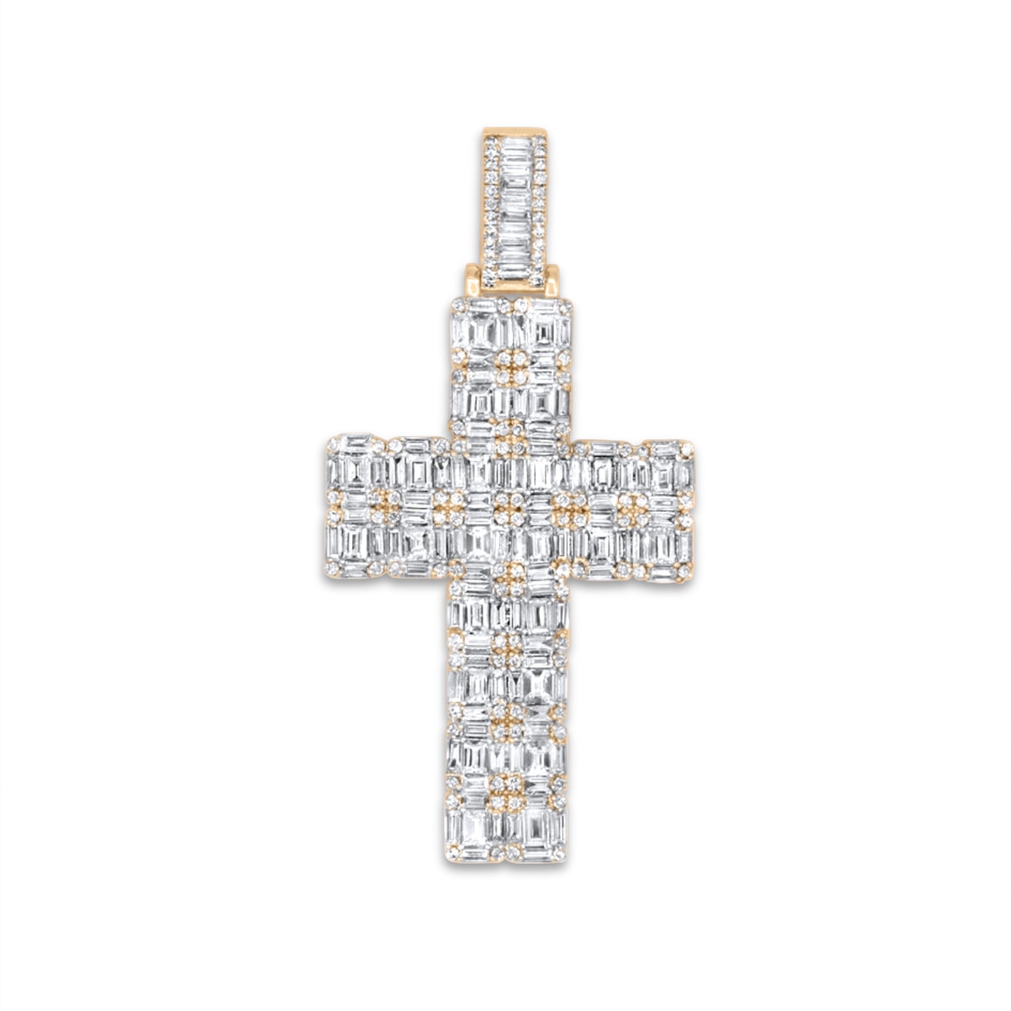 14k Diamond Baguette Cross 6.5ctw