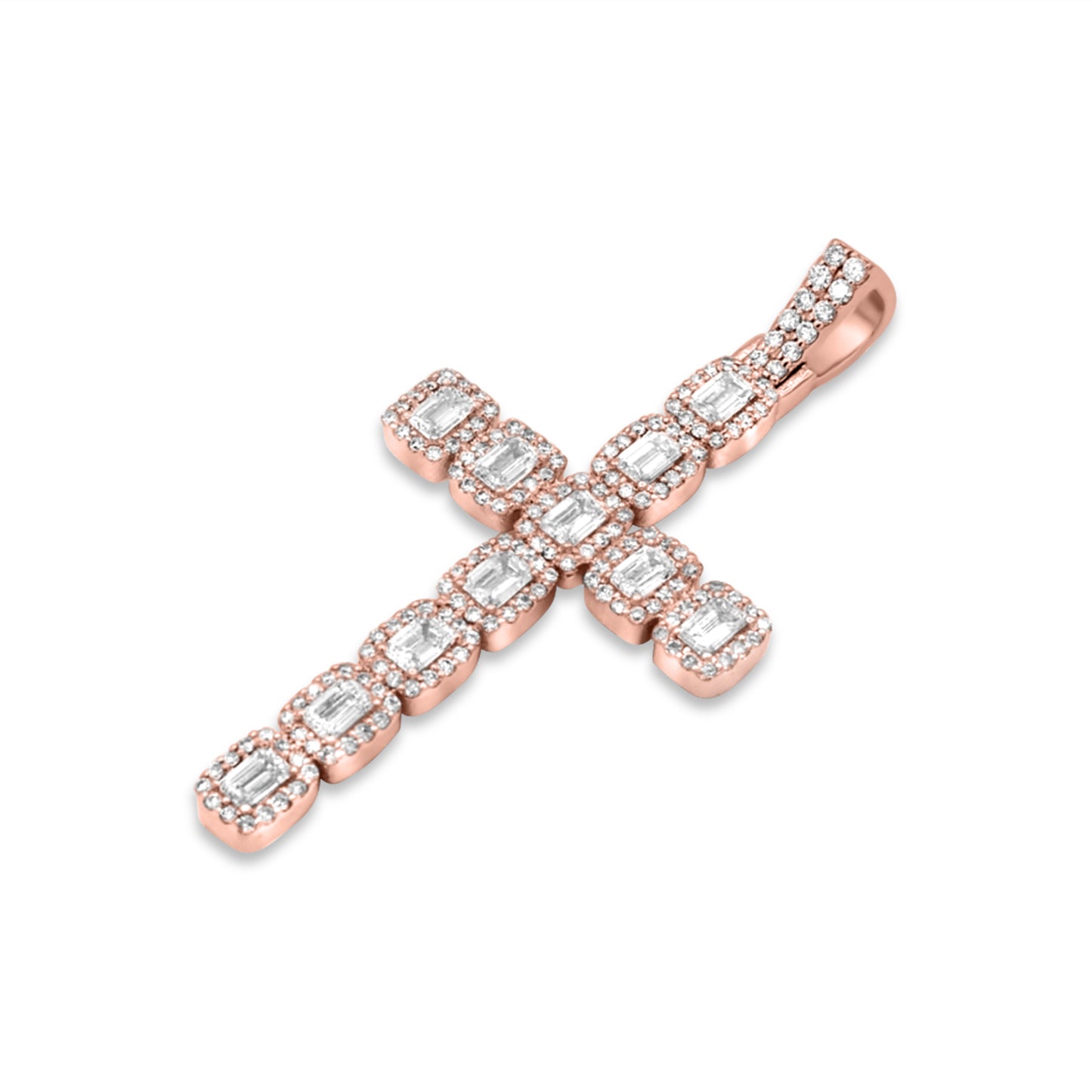 14k Emerald Diamond Cross 3.50ctw