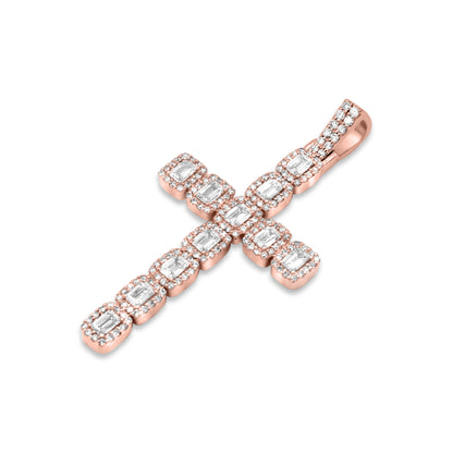 14k Emerald Diamond Cross 3.50ctw