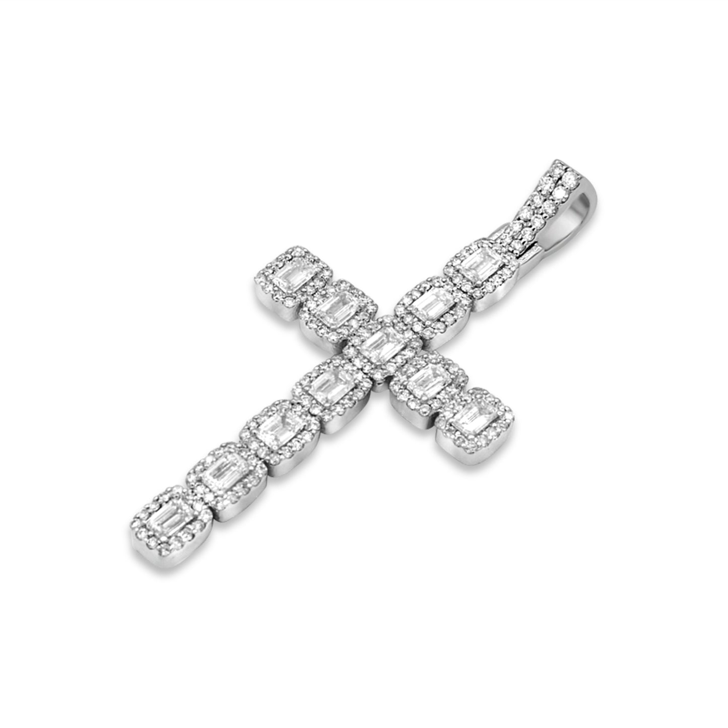14k Emerald Diamond Cross 3.50ctw