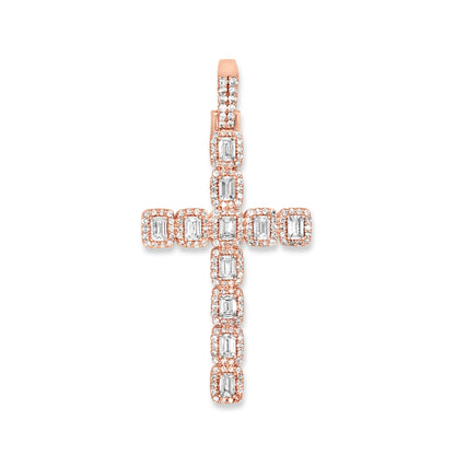 14k Emerald Diamond Cross 3.50ctw