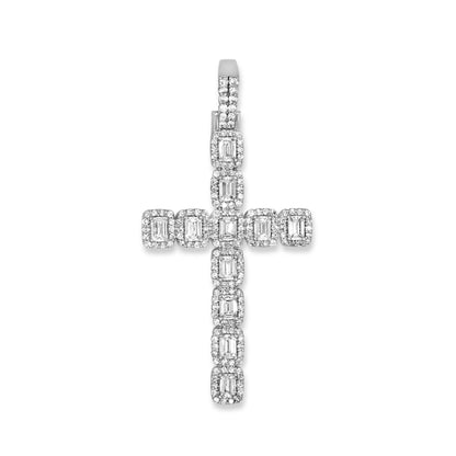 14k Emerald Diamond Cross 3.50ctw