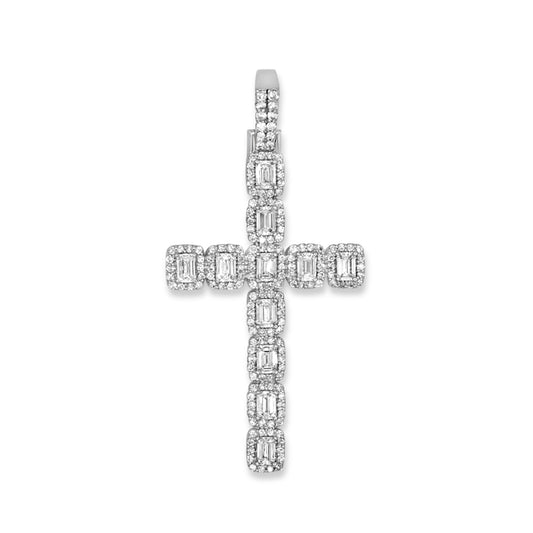 14k Emerald Diamond Cross 3.50ctw