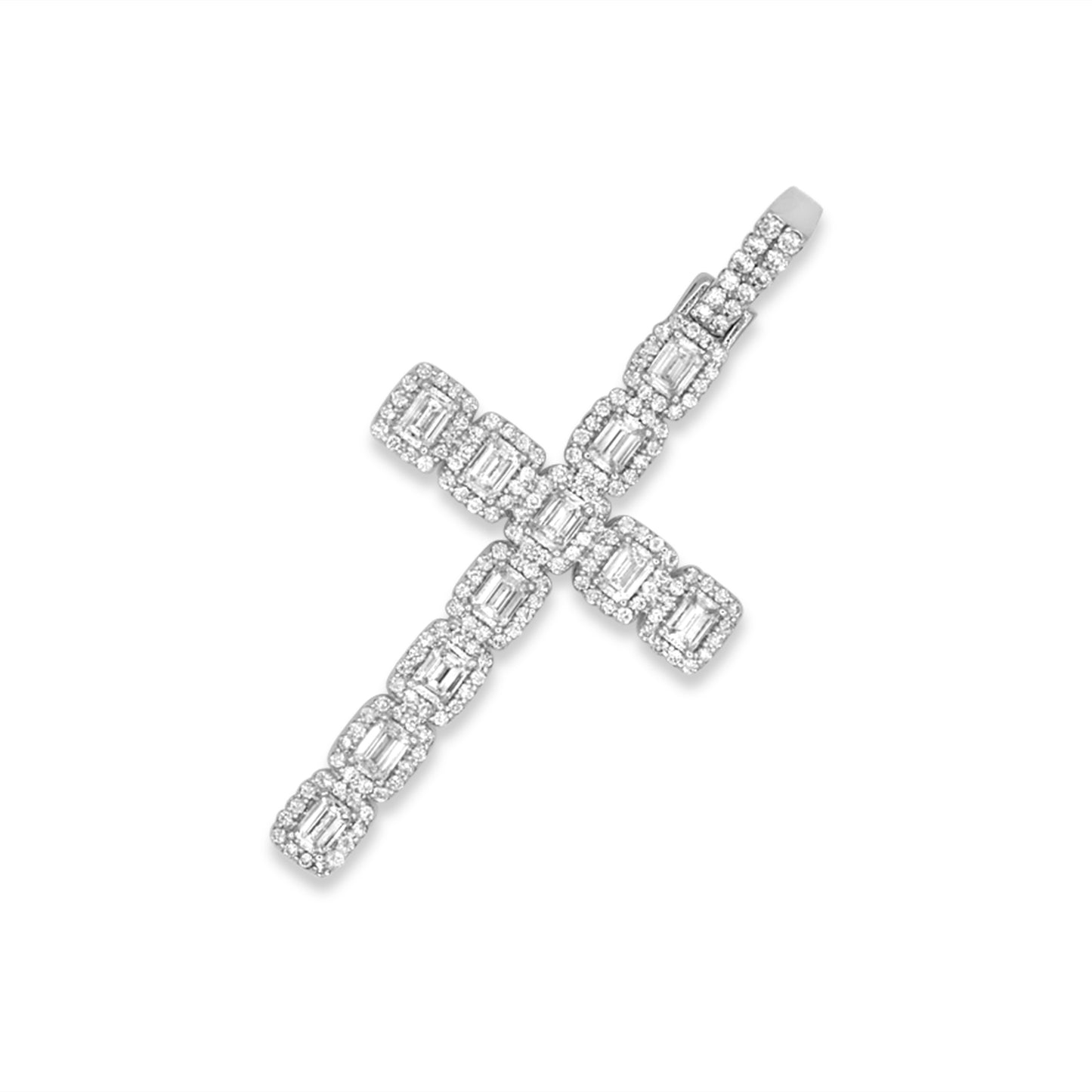 14k Emerald Diamond Cross 3.50ctw