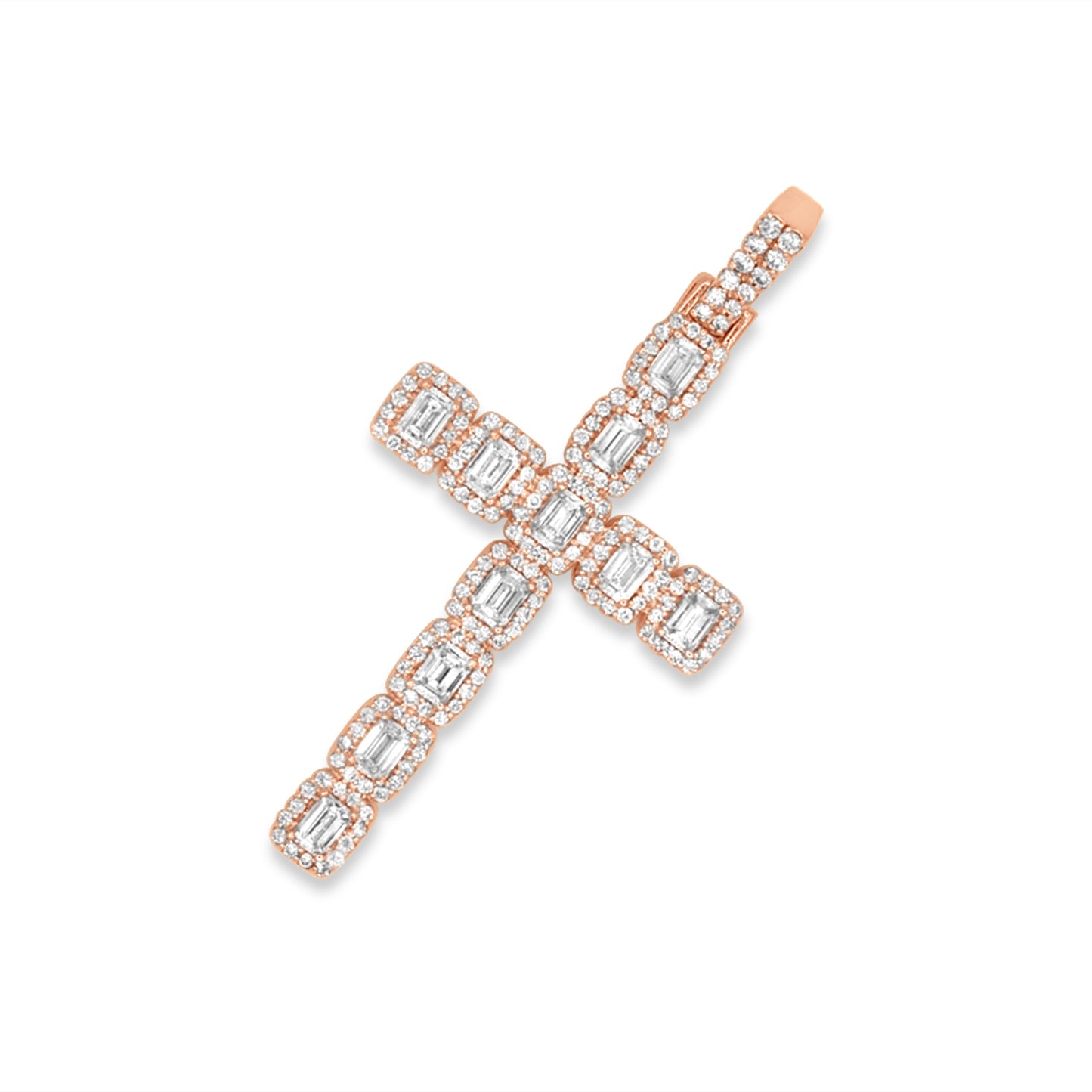 14k Emerald Diamond Cross 3.50ctw