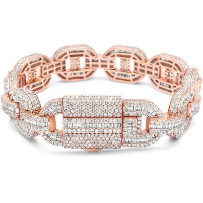14k Gold Baguette & Round Diamond Mariner Link 18.25ctw