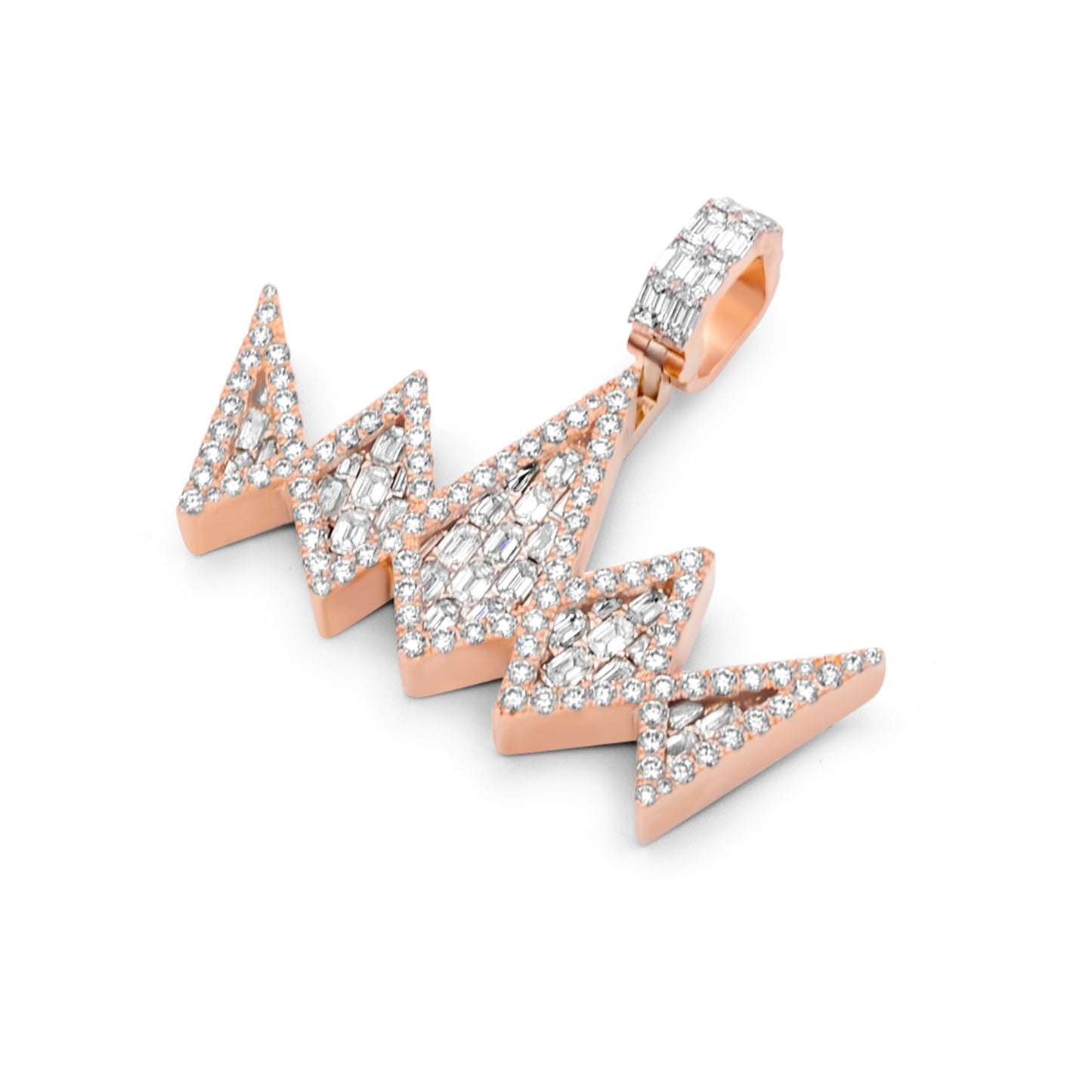 14k Solid Gold Baguette Diamond Crown Pendant 7.20ctw