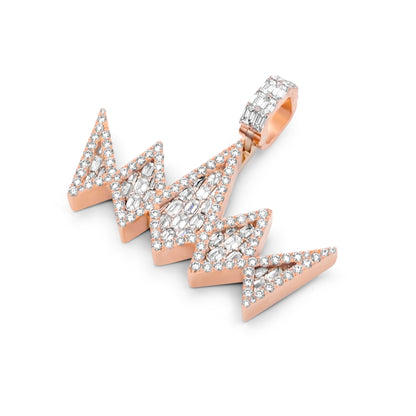 14k Solid Gold Baguette Diamond Crown Pendant 7.20ctw