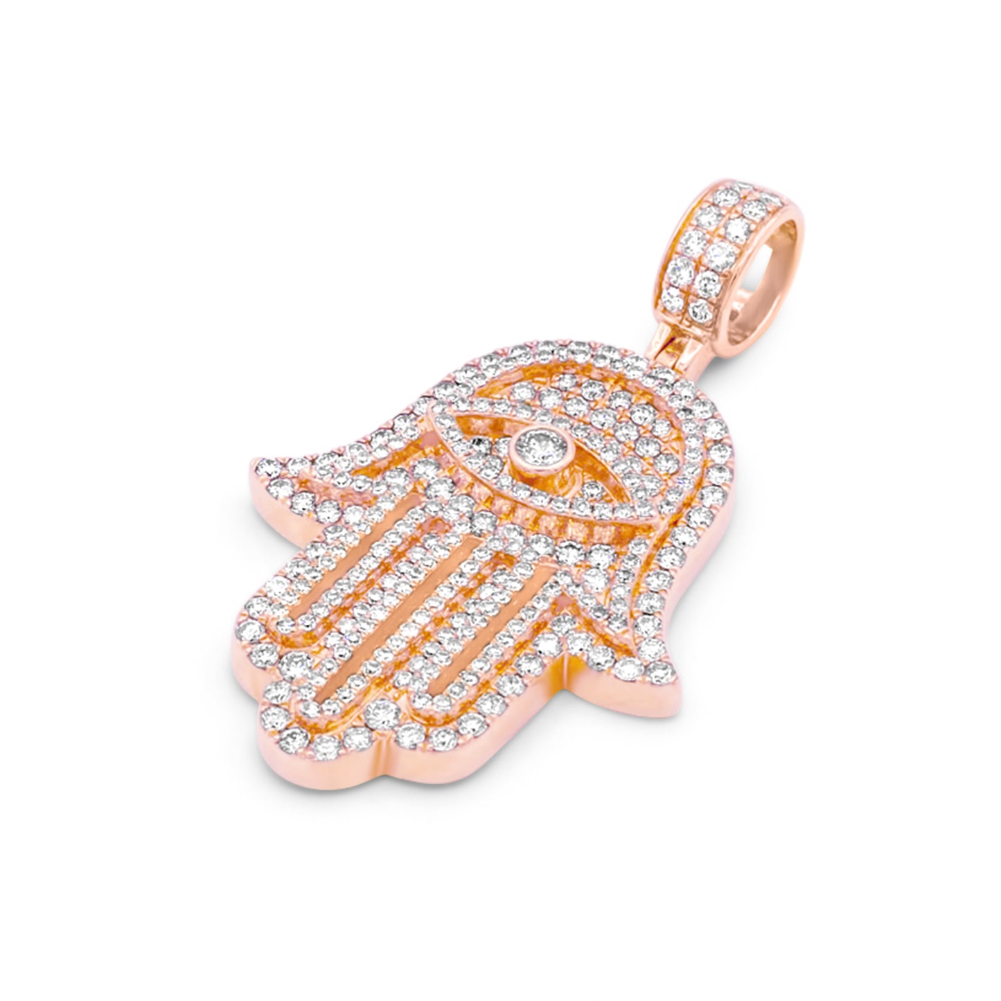 14k Solid Gold Diamond Hamsa 2.90ctw