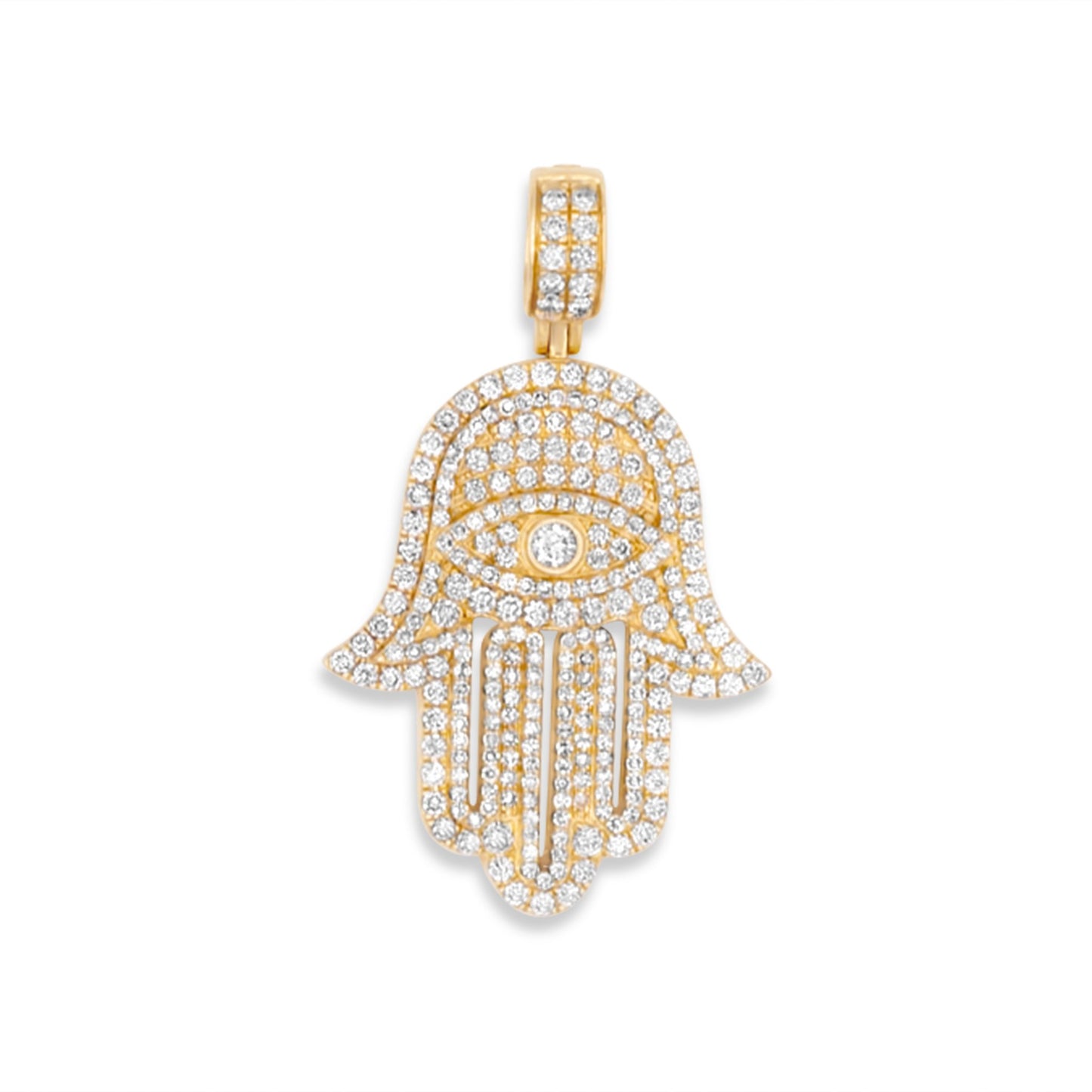 14k Solid Gold Diamond Hamsa 2.90ctw
