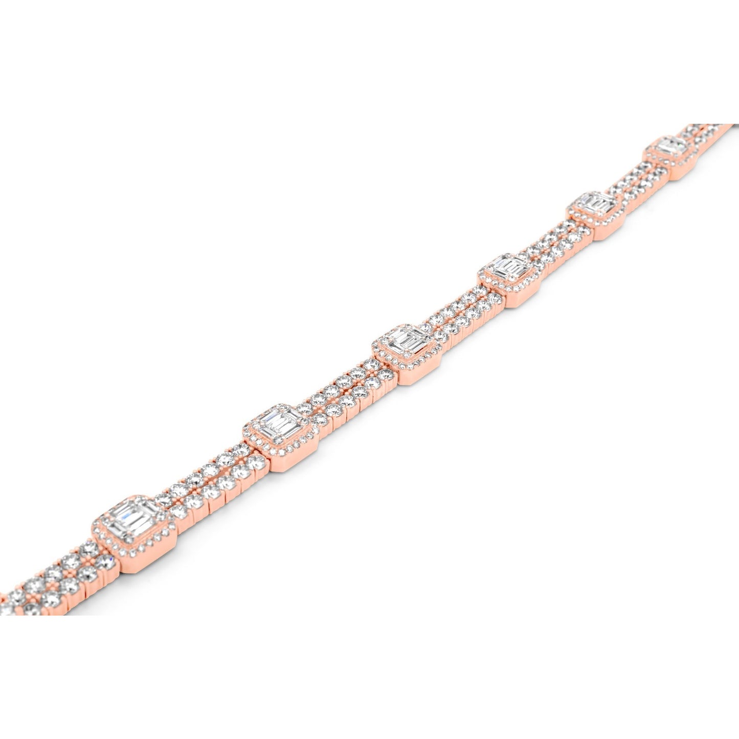 14k Gold Baguette & Round Diamond Tennis Bracelet 13.5ctw
