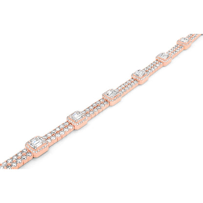 14k Gold Baguette & Round Diamond Tennis Bracelet 13.5ctw